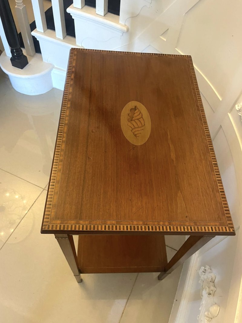 Antique Edwardian Quality Mahogany Inlaid Lamp Table - Image 13